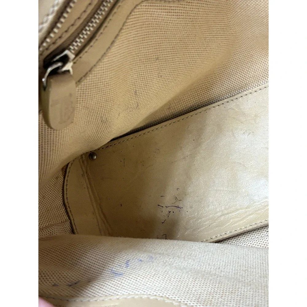 J.E. Tods Beige Leather Top Handle Tote Bag Made in Italy *See Photos*